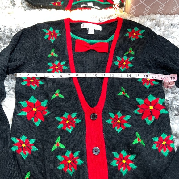 Jolly Sweaters Ugly Christmas Sweater Faux Cardigan - Picture 5 of 7